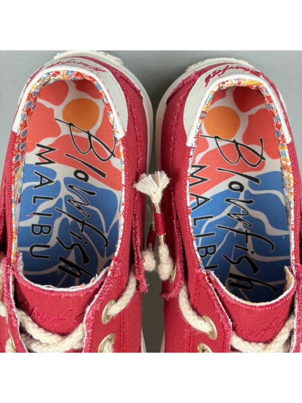 Blowfish Malibu Martina Canvas Sneakers Womens 8.5 Red White Lace Up Casual - Picture 7 of 10